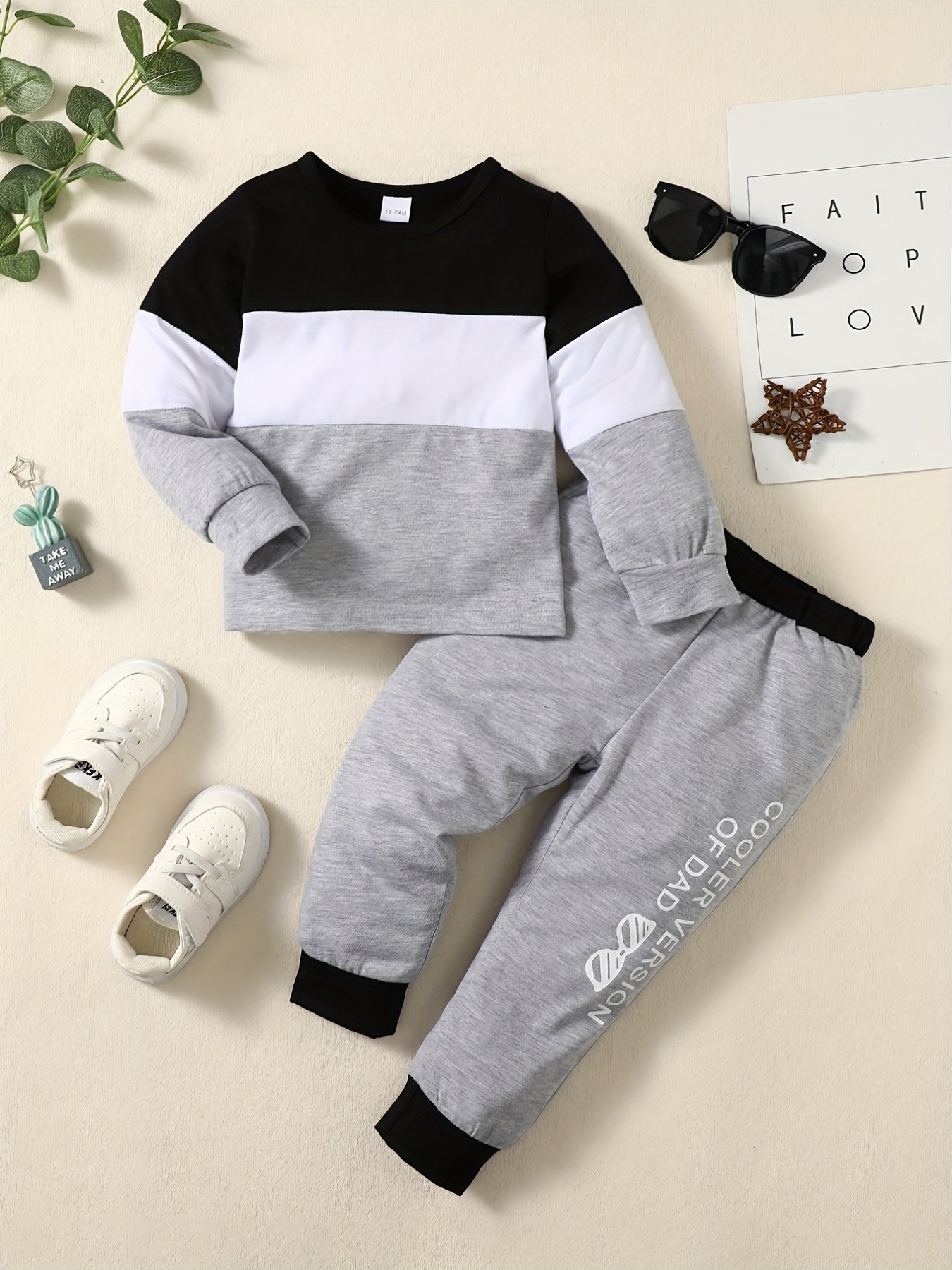 Boys Long Sleeve Sweatshirt & Sweatpants Set for Spring/Autumn