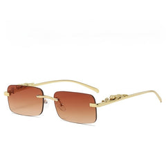 Gradient Tint Golden Frame Sunglasses Vintage Oversized Square