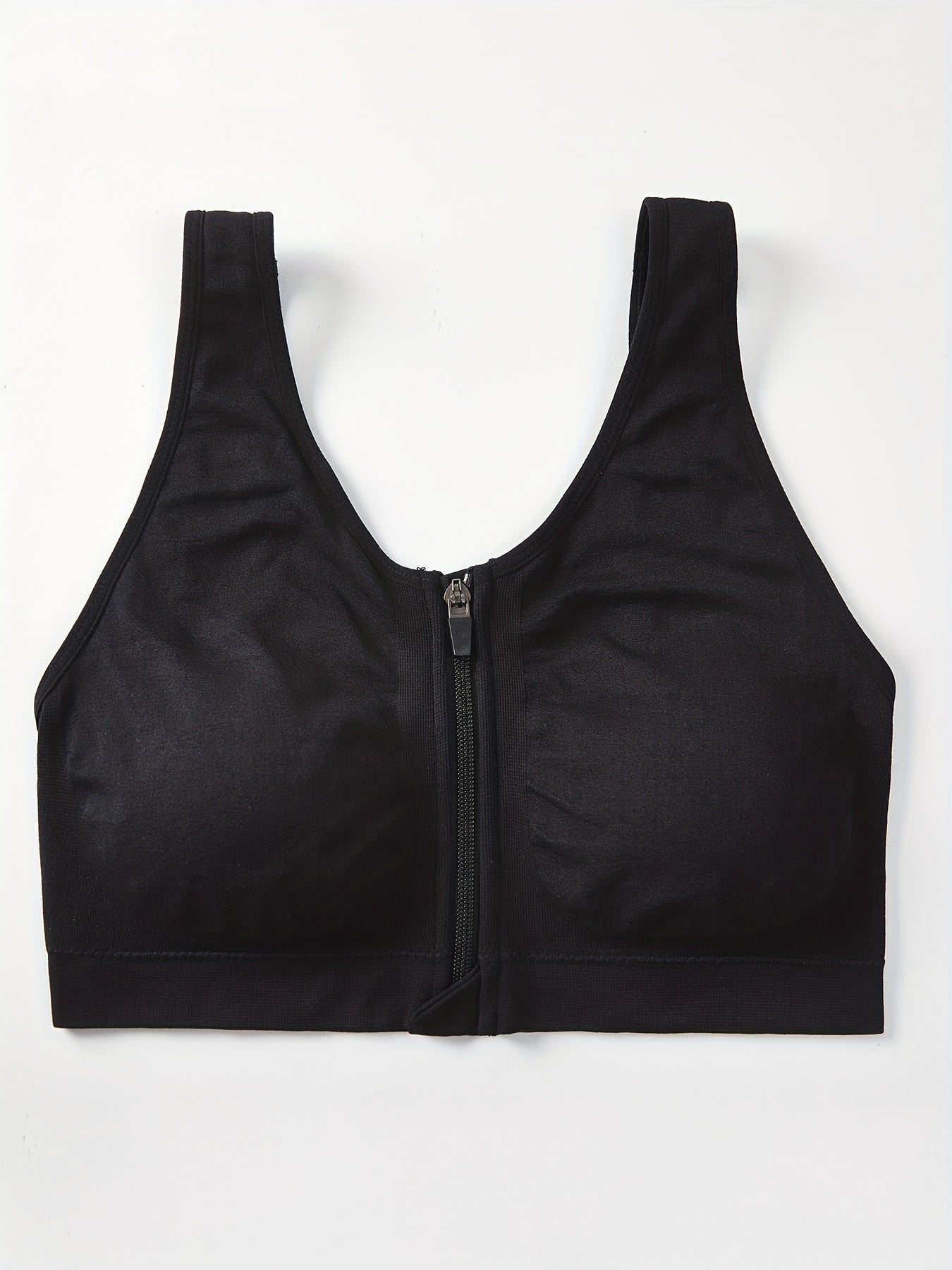 Women's Plus Size Zipper Front Sports Bra Padded Shockproof Fitness Bra