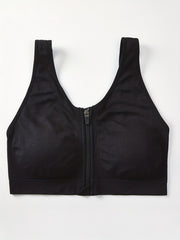 Women's Plus Size Zipper Front Sports Bra Padded Shockproof Fitness Bra