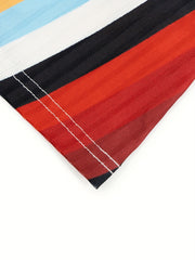 Rainbow Stripe Print Tank Top Button Front Summer Sleeveless Top