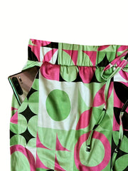 Geometric Print Maxi Skirt With Pockets