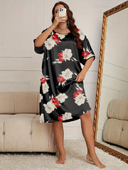 Floral Print Short Sleeve Sleep Dress