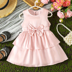 Baby Girl's Bow Layered Sleeveless Dress