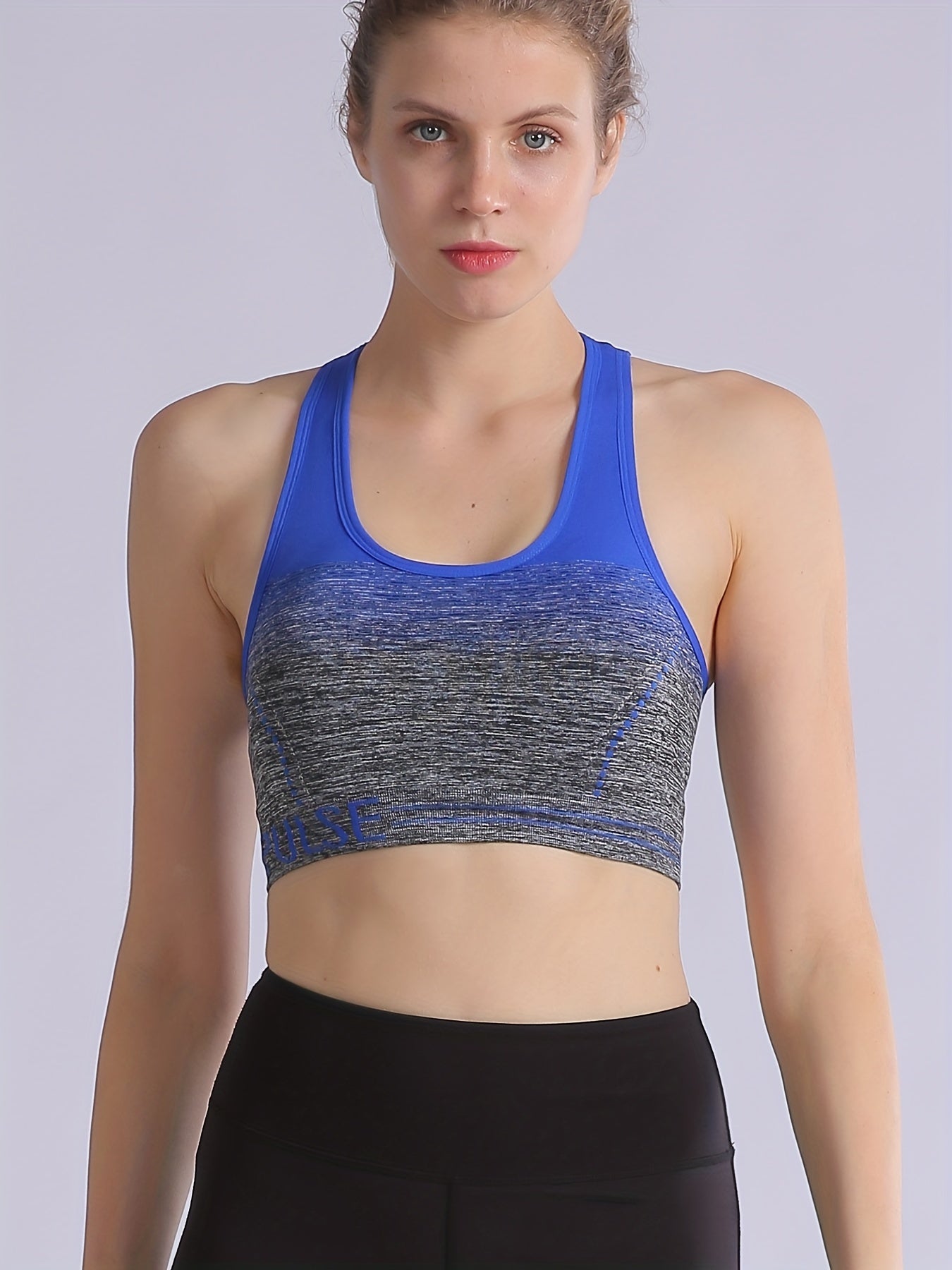 Striped Running Fitness Sports Yoga Bra Racer Back