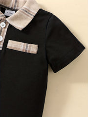 2pcs Baby Boys Casual Polo Shirt & Shorts Set