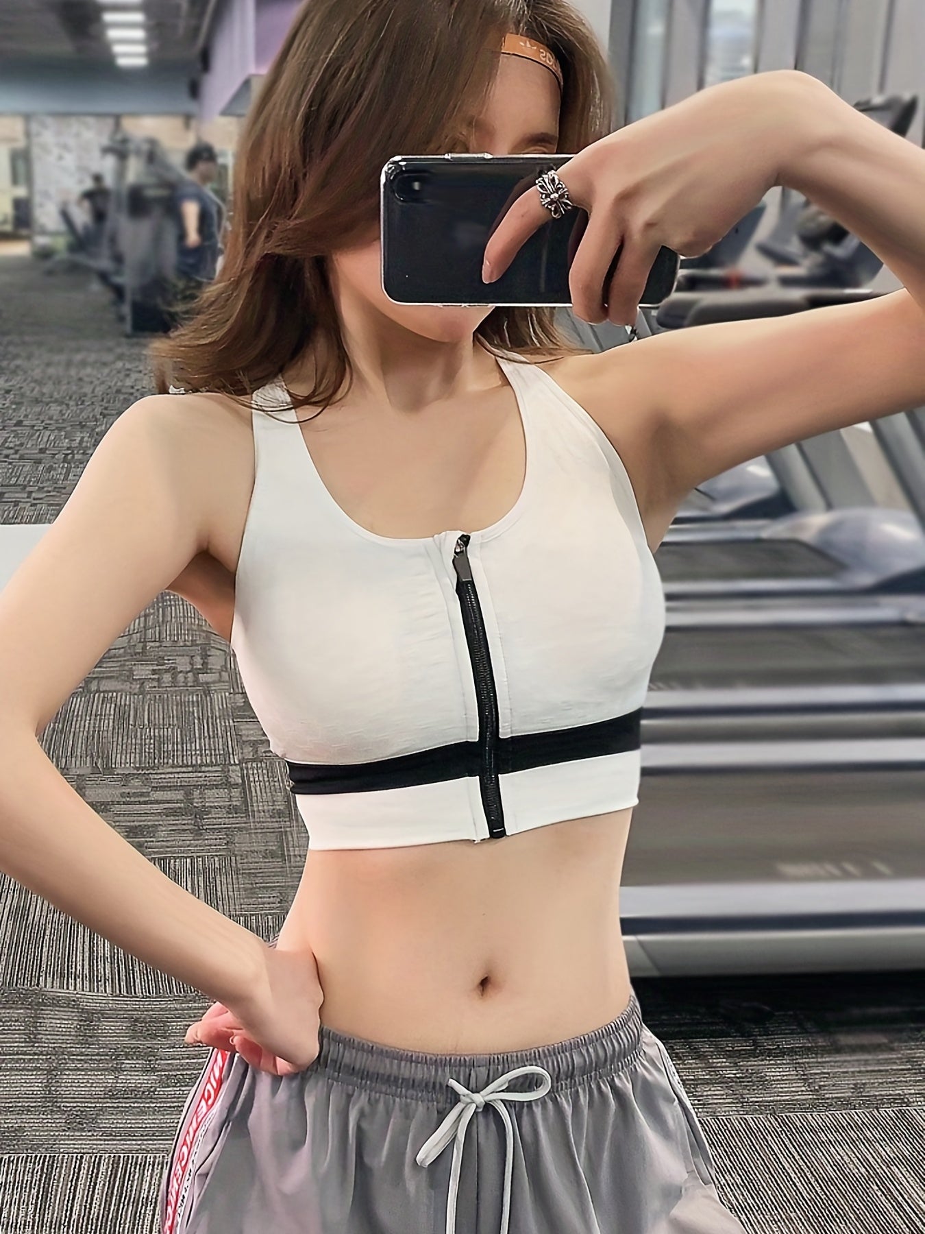 Front Zip Sports Bra Women's Push Up Beauty Back Fitness Yoga Bra