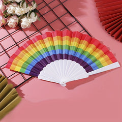 Summer Rainbow Plastic Dance Fan 17 78 Cm Cloth Folding Fan