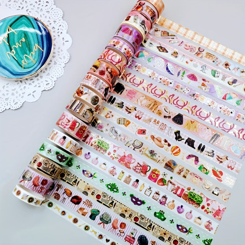 16 Rolls Golden Foil Hand Account & Tape Set for Planners Scrapbooks