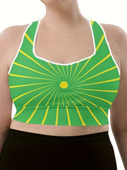Plus Size Sports Bra Women's Graphic Print Racer Back Wireless Bralette