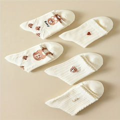 10 Pairs Bear & Letter Print Socks Women's Stockings