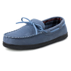 Cozy Plush Moccasin Slippers Memory Foam Indoor Shoes for Men
