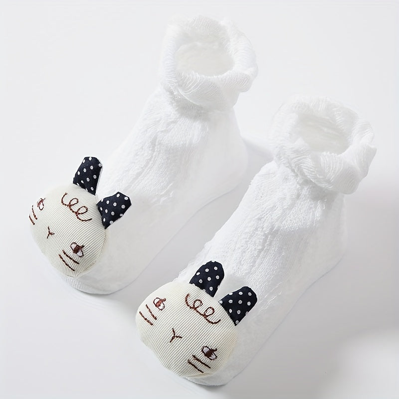 Girls Cartoon Decor Mesh High Socks for Summer & Spring