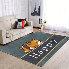 Dog Pattern Shaggy Area Rug Waterproof Throw Rugs