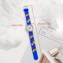 Teen Letter Number Print Round Dial Quartz Watch For Gift Daily Life