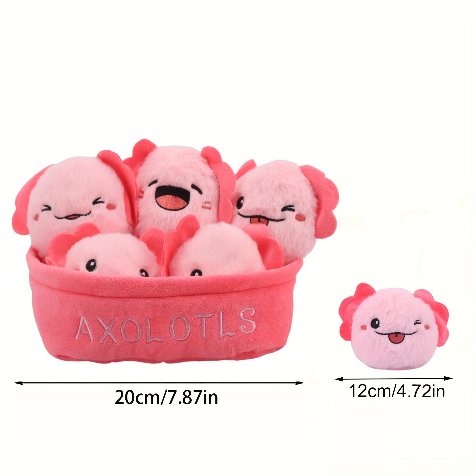 Cute Cat Dino Axolotl Plush Toy Set with Fruits & Basket