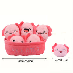 Cute Cat Dino Axolotl Plush Toy Set with Fruits & Basket