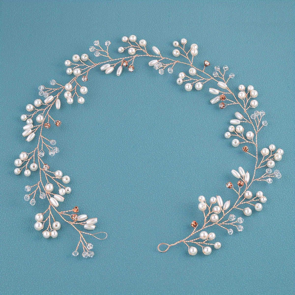 Silver Bridal Headpiece Faux Pearl Crystal Hair Accessories
