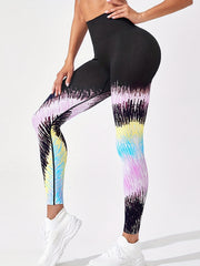 Colorful Printed Quick Drying Yoga Leggings High Waist Butt Lifting Sports Pants