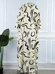 Women's Plus Print Top & Elastic Pants Two Piece Set