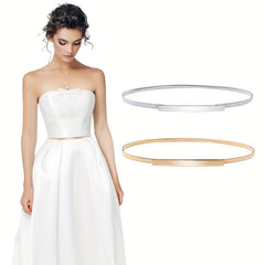 Boho Metal Buckleless Elastic Belt Women Thin Waist Belts