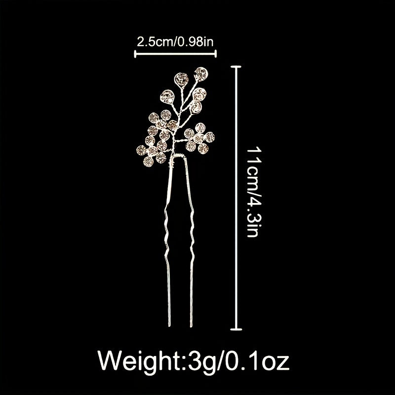 5pcs Rhinestone Flower Hair Pin Non Slip Hair Styling Accessory