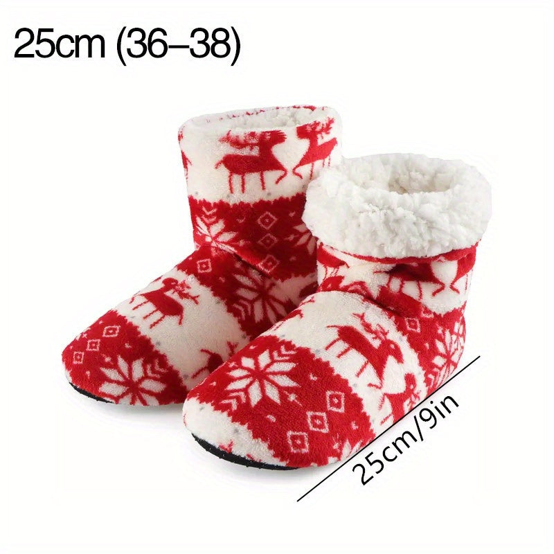 Elk Pattern Fuzzy Socks Plush Floor Socks Women's Stockings