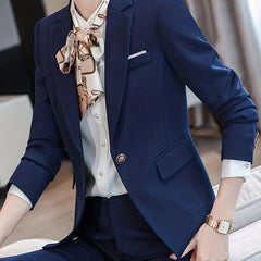 Button Front Lapel Blazer Long Sleeve Women's Clothing