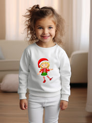 Christmas Anime Elf Print Girls Casual Pullover Sweatshirt