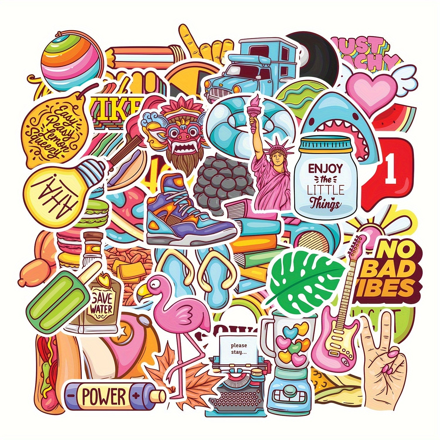 50pcs Water Bottles Laptop Skateboard Vinyl Stickers Waterproof