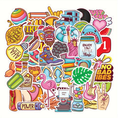 50pcs Water Bottles Laptop Skateboard Vinyl Stickers Waterproof