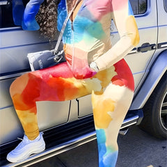 Y2K Tie Dye Hoodie & Pants Set Women's Outfit
