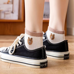 5 Pairs Ankle Socks Soft Teddy Bear Cotton Women's Stockings