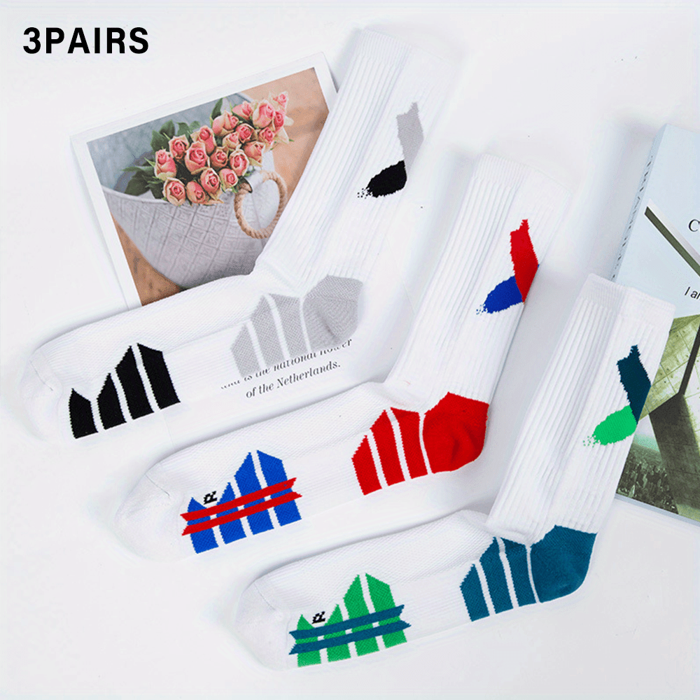 3Pairs Breathable Compression Football Mid calf Socks
