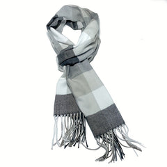 Men's Winter Plaid Fringed Scarf Long Gift Scarf Collar
