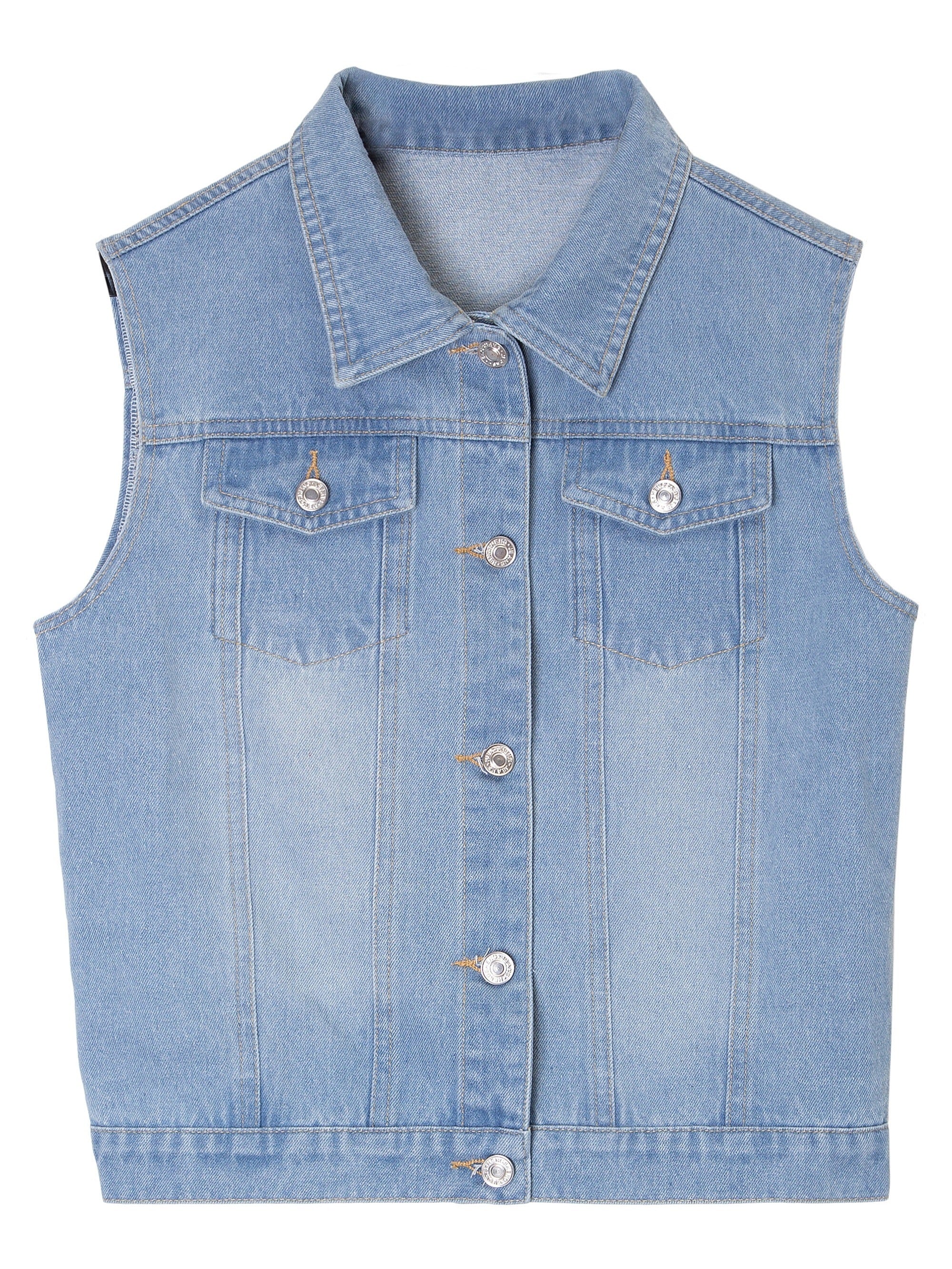 Denim Jacket, Button Up Lapel Collar, Flap Pockets