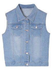 Denim Jacket, Button Up Lapel Collar, Flap Pockets