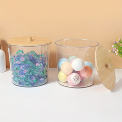 Large Plastic Laundry Pods Container with Bamboo Lid