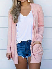 Open Front Long Sleeve Cardigan with Pockets