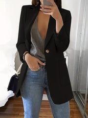 Lapel Neck Single Button Blazer for Women