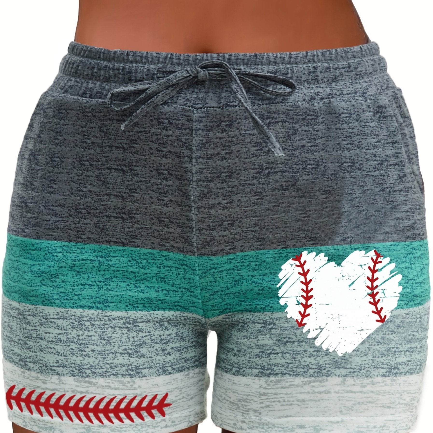 Heart Print Drawstring Shorts for Women