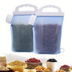Silicone Reusable Storage Bag Handle Pour Spout Leak Proof Freezer Bag