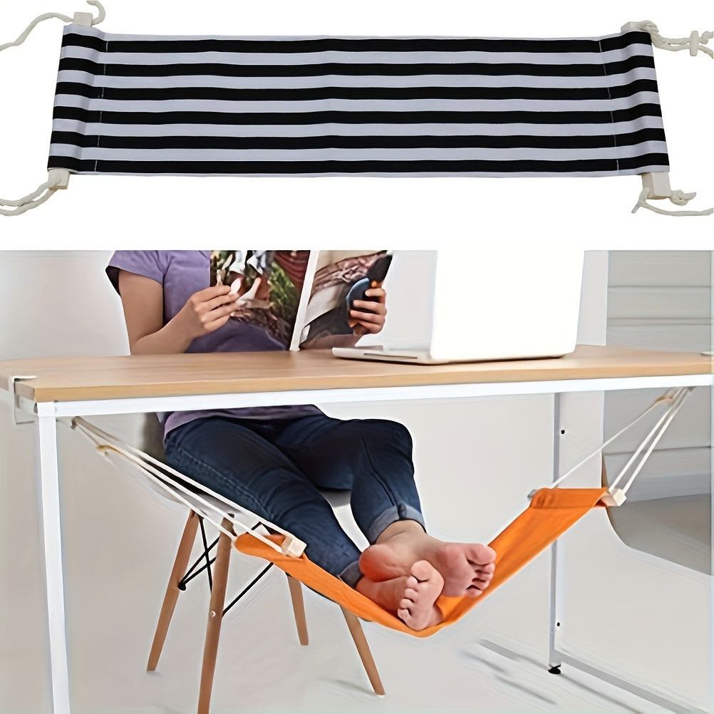 1pc Stripes Portable Footrest Hammock Lazy Leisure Desk Swing Footrest