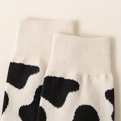 5 Pairs Cow Spots Print Socks Women's Stockings