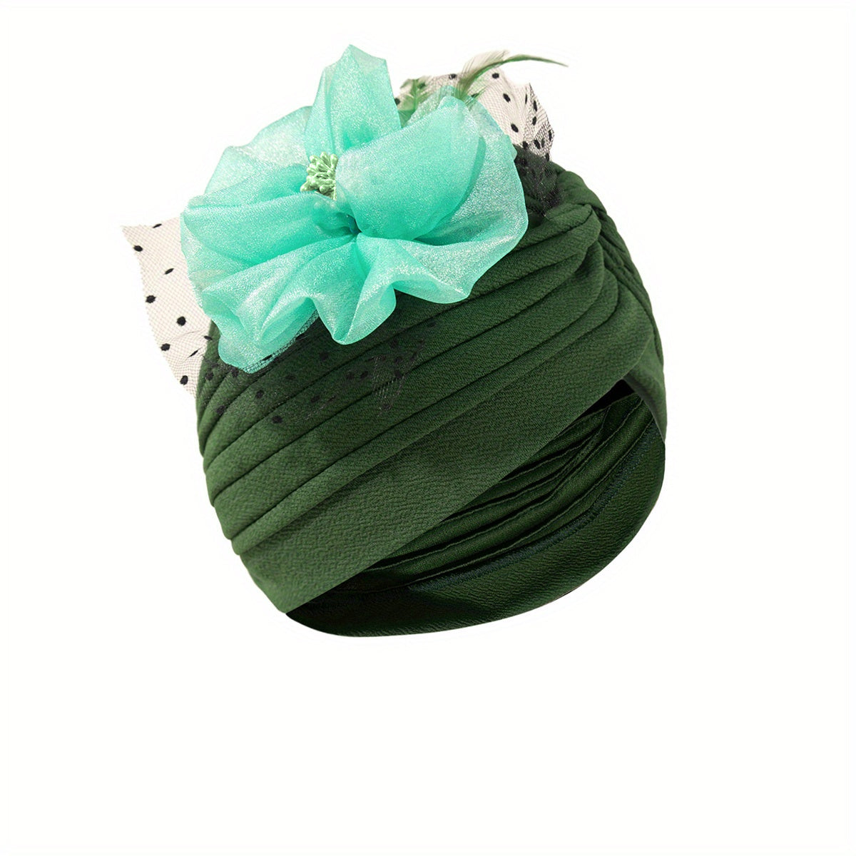 Mesh Flower Decor Turban Hijab Cap Head Scarf Ramadan Head Wrap