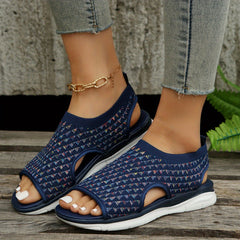 Women's Peep Toe Elastic Knit Sandals - Summer Outdoor Footwear
