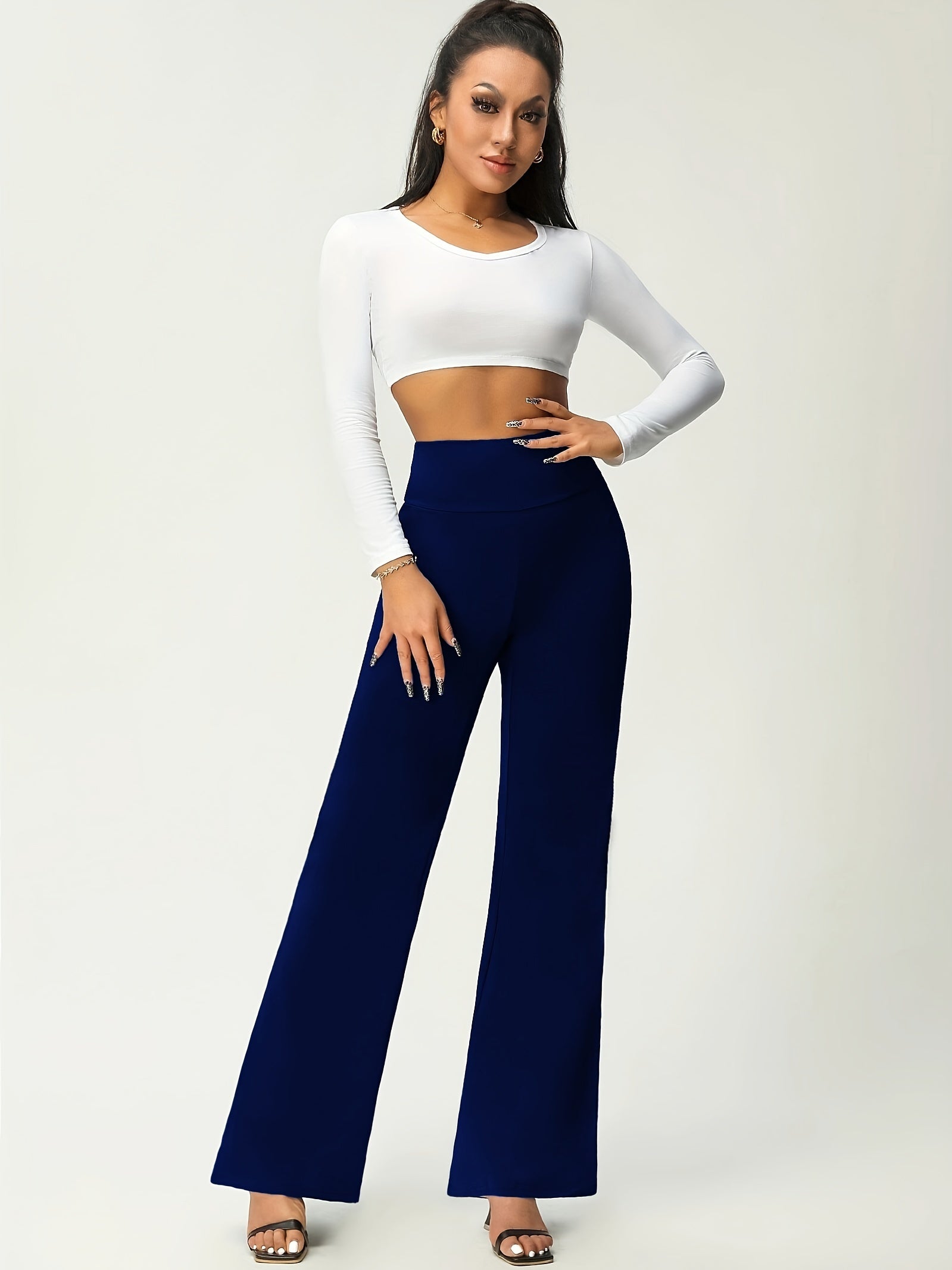 Women's High Waist Flare Leg Stretchy Pants