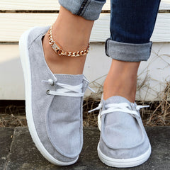 Women's Gray Boat Shoes Slip-On Walking Sneakers