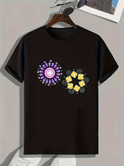 Pattern Print Men's Comfy Sports T shirt Graphic Tee Summer Outdoor Clothes