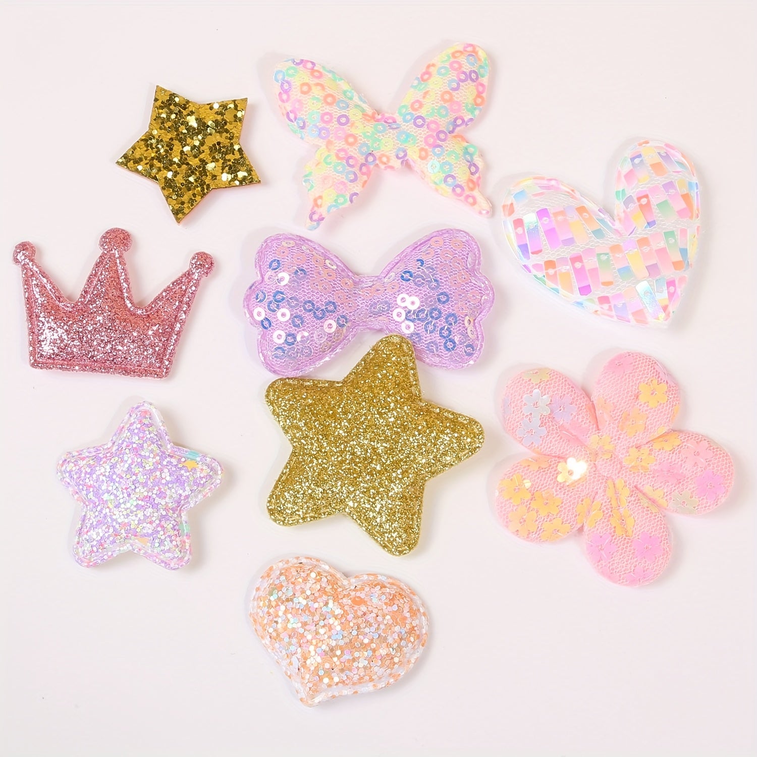 30pcs Glitter Sequin Accessory Set for DIY Hair Clothes Shoes - No Clips